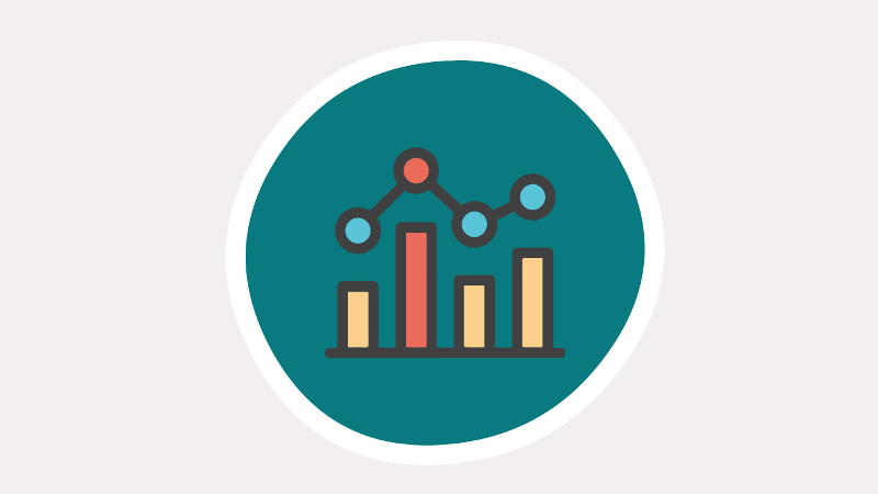 Line drawing of a bar graph with a line graph above