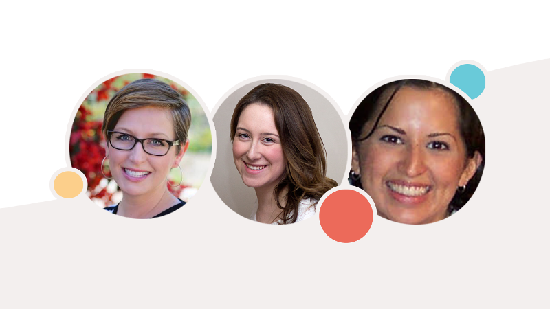 Headshots of webinar presenters Janna Greathouse, Sarah Harris, and Tiffani Brown.